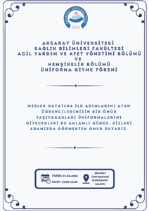 Acil Yardım ve Afet Yönetimi Bölümü Üniforma Giyme ve Yemin Töreni